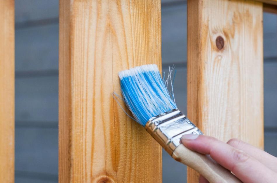 Person applying fence stain