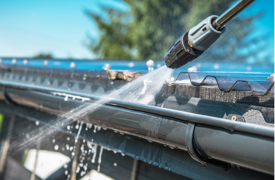 power washing for rain gutter maintenance